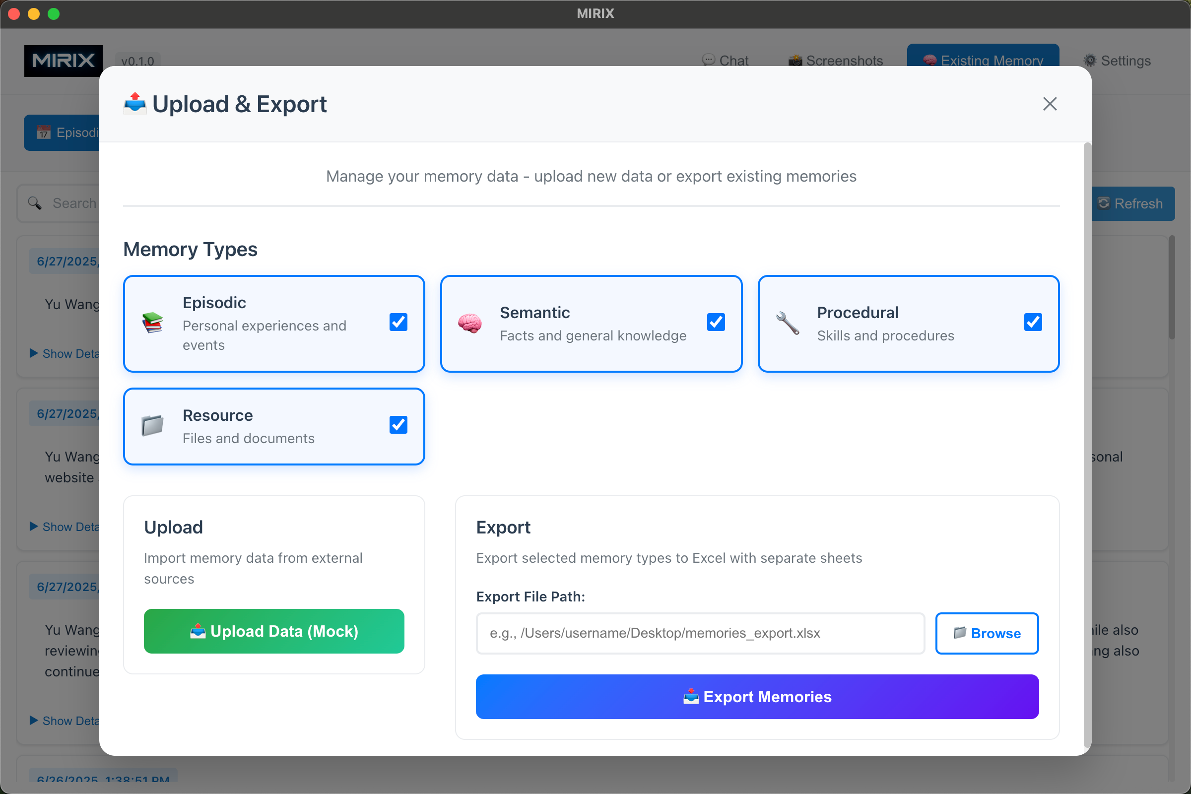 Upload & Export